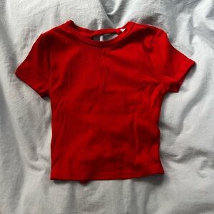 Garage Red Ribbed Crop Top